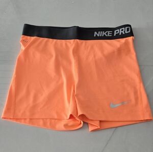 Nike Pro Shorts - Orange With Dark Gray Waistband - Medium